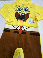 Boy SpongeBob SquarePants Fleece Hooded Zip One-Piece Pajamas L