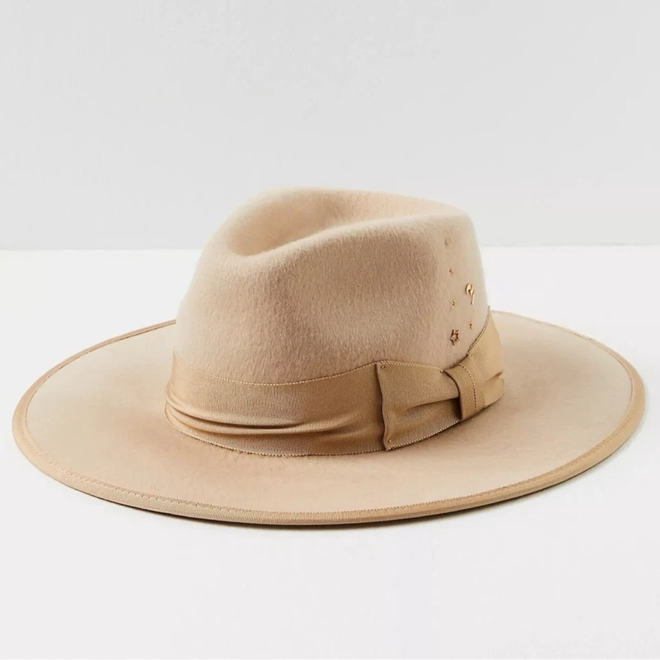 Sombrero de fieltro embellecido Free People Wyeth Atlas avena nuevo con etiquetas lana celestial bohemio Foto 3 de 4