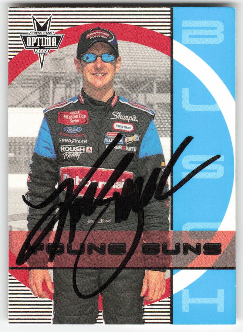 2002 Press Pass Optima #G49 Kurt Busch Gold In Person Signed Auto 57493