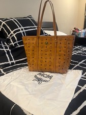 MCM Toni Tote Medium Cognac Canvas/Leather