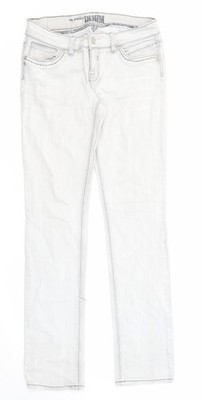 Cache Cache Damen Grau Baumwolle Straight Jeans Größe 30 in L31 in Regular Zip