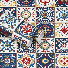 Colorful Tile Pattern Contact Paper Peel Stick Wallpaper Kitchen Backsplash Tile