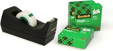 Scotch Desktop Tape Dispenser C38, Black + MagicTape, 19 mm x Standard 
