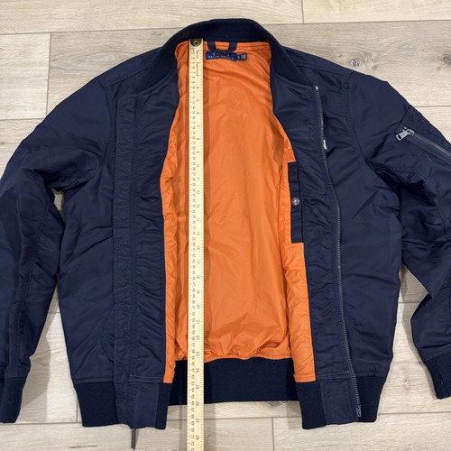 Polo Ralph Lauren Flight Jacket Mens Large Blue Military Bomber Air Force Patch - Picture 11 of 13