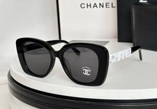 CHANEL CH5422 Women Sunglasses White Letters Logo Designer Grey Lens 53MM