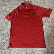 Under Armour Polo Shirt Mens Medium Red HeatGear Coldblack Golf Performance