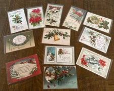 Antique Lot of 12 Vintage CHRISTMAS Postcards~Early 1900's~in sleeves-k965