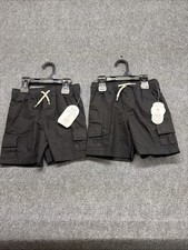 Lot Of 2 Wonder Nation Cargo Shorts Boy's Size XS 4/5 Black Drawstring NEW