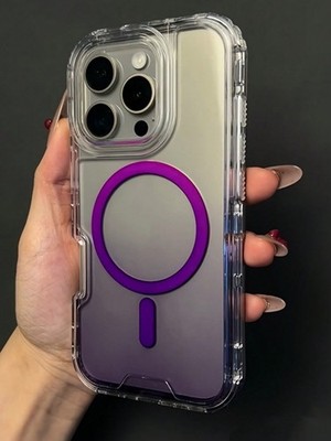 Purple Magnetic Gradient Silicone Case For iPhone 17 16 15 14 13 12 11 Pro Max