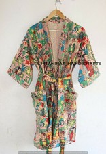 Indian Women Peach Floral Kantha Quilted Jacket Front Open Wear Mid-length