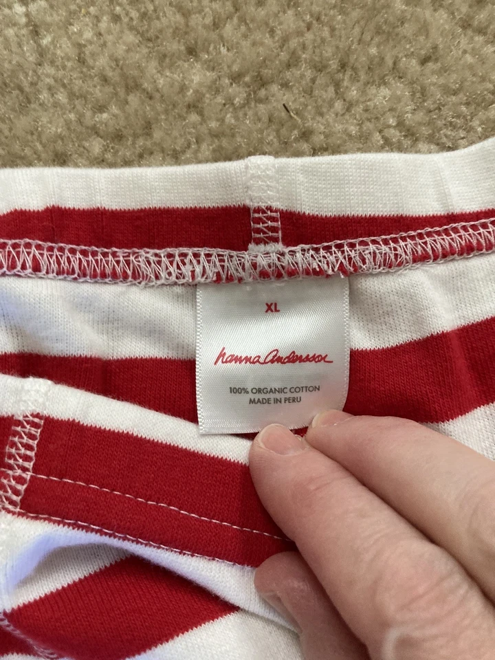 Hanna Andersson Red Stripe Pajama Set Unisex Adult XL 100% Cotton - Image 3 of 4