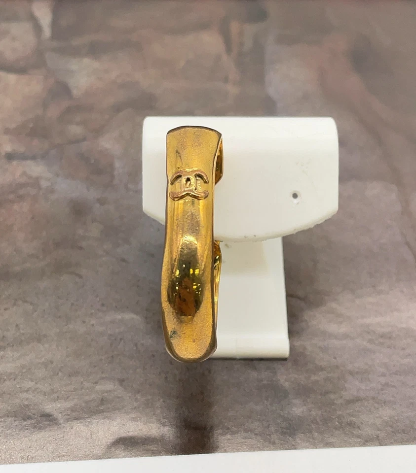 Echte Chanel Coco Mark Vintage Gold Creolen 2_9 Ohrringe mit Box SK060039 - Bild 3 von 4