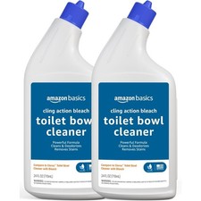 Basics Toilet Bowl Cleaner with Cling Action Formula, Bleach, 24 Fl Oz, 2Pack