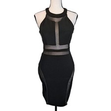 Emerald Sundae Sexy Black Mesh Panel Bodycon Cocktail Wedding Party Dress S