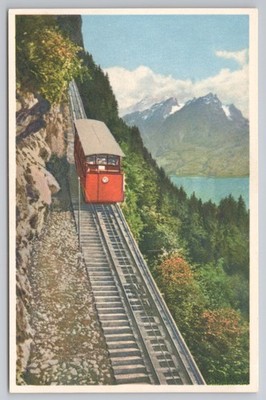 Burgenstockbahn Standseilbahn Vierwaldstättersee Schweiz Vintage Postkarte
