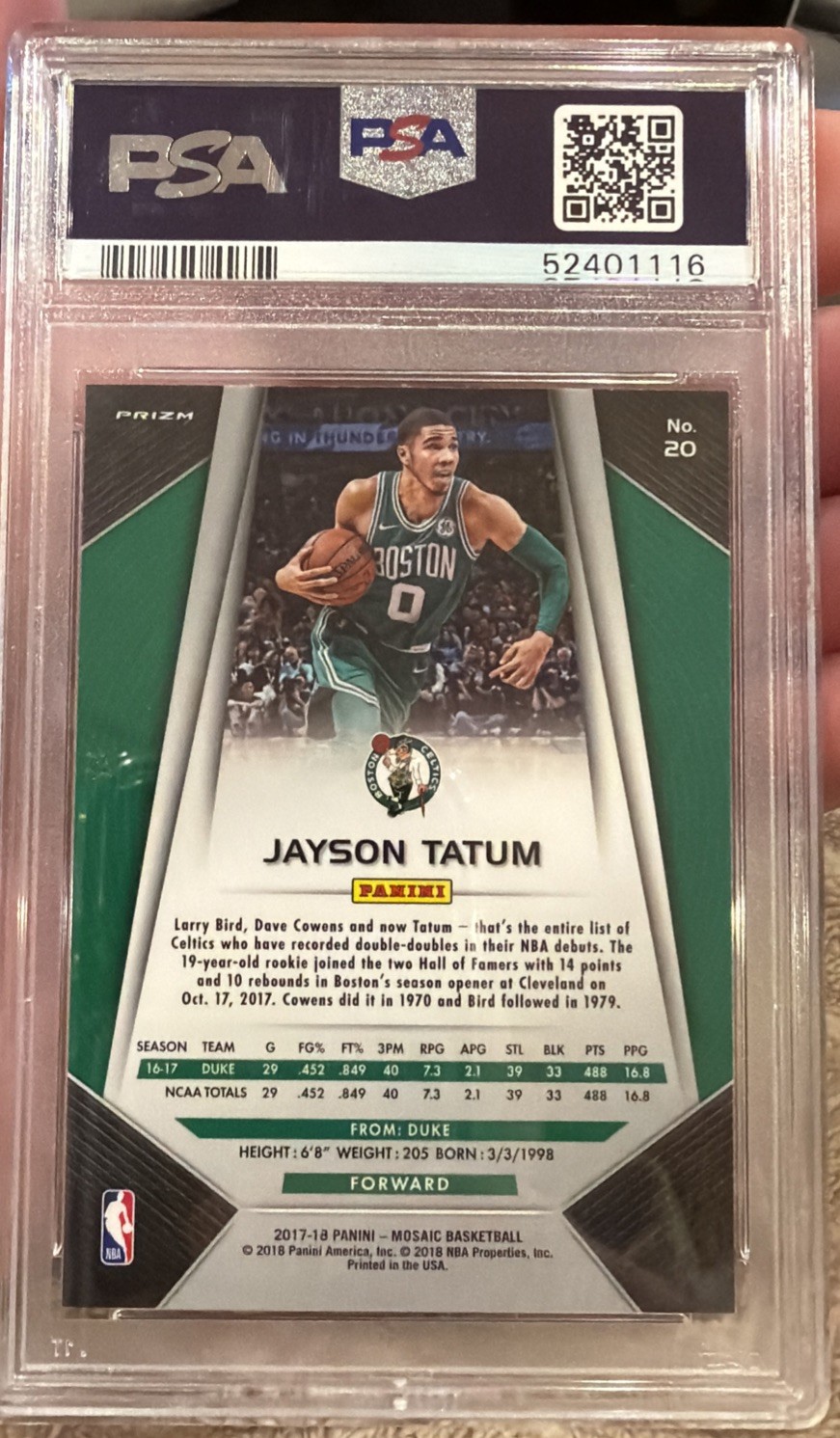 2017-18 Panini Prizm Mosaic - Jayson Tatum #20 Orange (RC) view 2