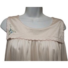 Vintage Shadowline Size Large Sleeveless Nightgown Pink Nylon Embroidered L USA