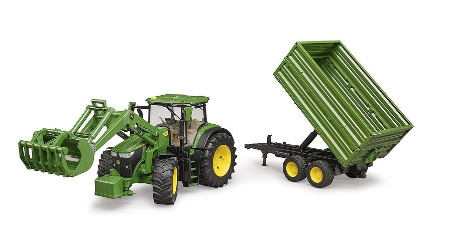 BRUDER - Tracteur JOHN DEERE 7R350 avec chargeur et remorque - 1/16 - BRU3155