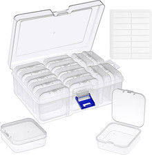 Bead Organizer 15 Pcs Clear Storage Boxes with Labels Jewelry Craft Box Set