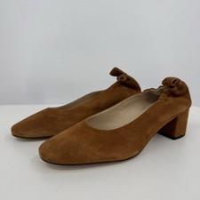 Everlane Italian Suede Day Heel Almond Brown 9.5 Women's Elastic Back Comfort