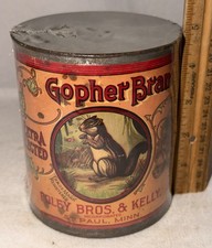 ANTIQUE GOPHER BRAND APRICOTS TIN FOOD CAN ST PAUL MN COUNTRY STORE GROCERY