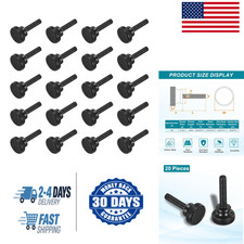 20pcs M4 Knurled Thumb Screws Black Steel Flat Head Fasteners 20mm Threaded