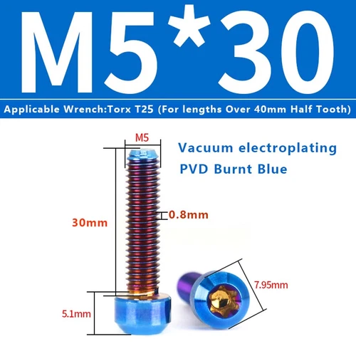 M4M5M6M8M10 Titanium Bolts Taper Cone Socket Head Motorcycle Modification Screws - Picture 62 of 205