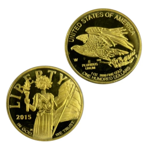 30mm*2mm (1.18in*0.08in) 2015 US 0.5oz Statue of Liberty Gold Plated Coin-Eagle