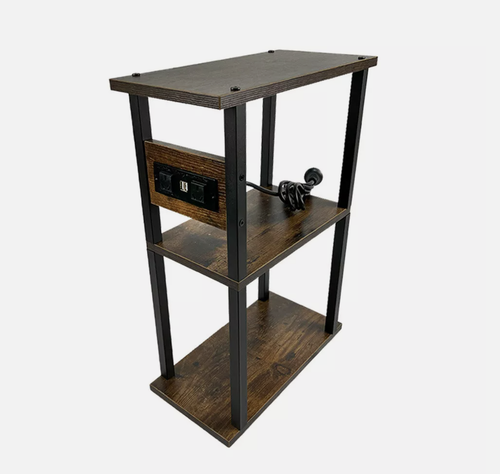 Viviendo Bedside Table with Charging Station USB Ports & Wheels