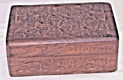 Wooden Box Handmade Trinket Storage Keepsake Jewelry Name Card Holder Gold