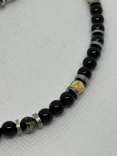Black Onyx with hypoallergenic stainless steel beads and clasp. EP172 Free Shipp - Picture 2 of 2
