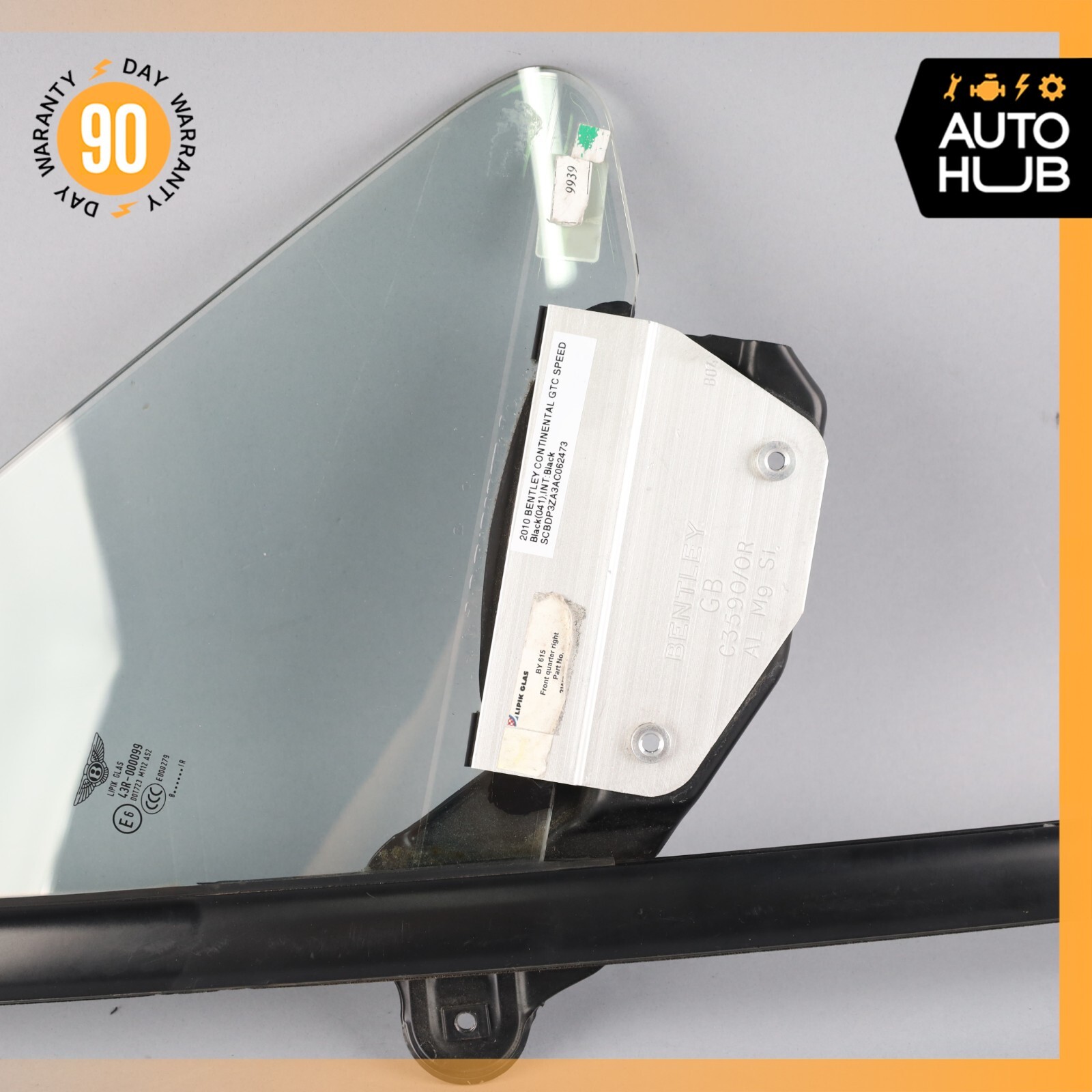 07-11 Bentley Continental GTC Speed Front Right Door Vent Window Glass OEM 83k