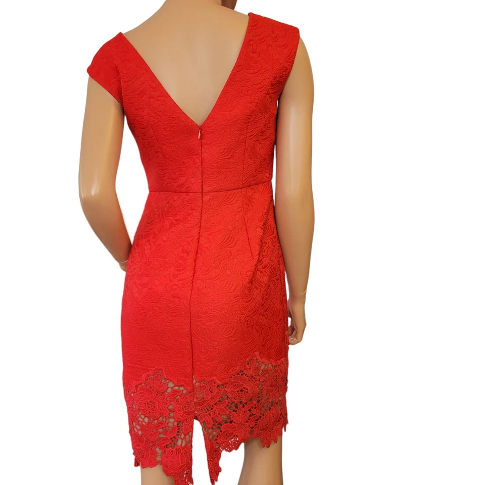 Vestido para mujer Anthropologie Plenty Tracy Reese 4 rojo llama encaje ceñido al cuerpo evento Foto 2 de 4