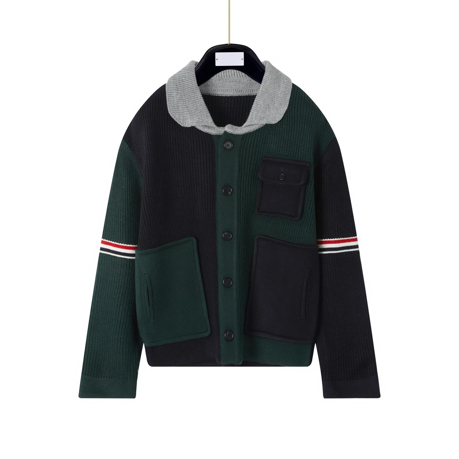 Cardigan donna Thom Browne in maglia colore bloccato