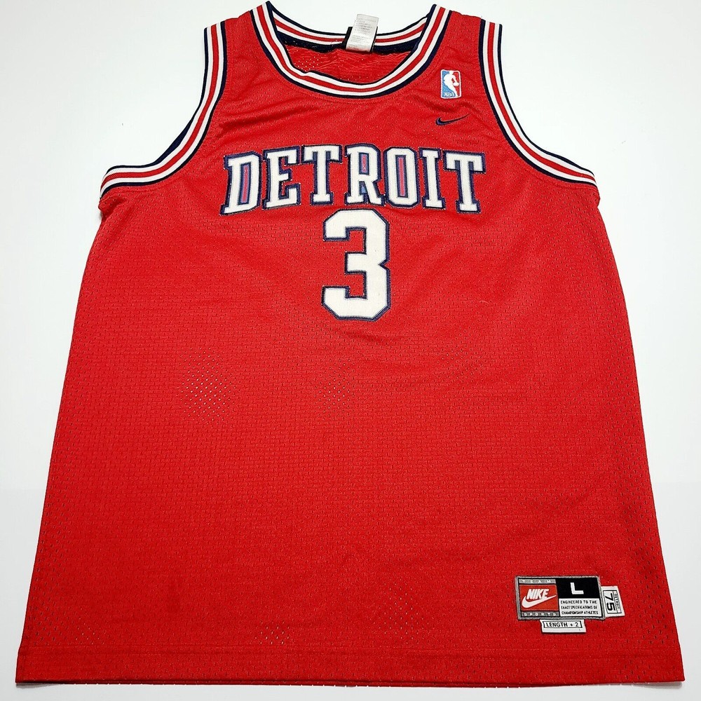 Vintage Nike Team Ben Wallace #3 Detroit Pistons Jersey Size Youth Large NBA Red