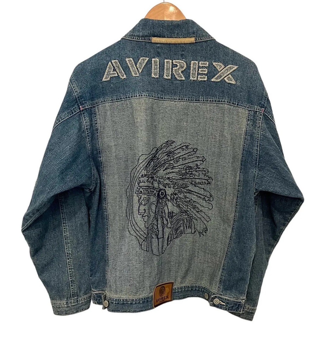 AVIREX　EMBROIDERY DENIM JAKET AVIREX 1st denim jacket embroidery back logo | eBay