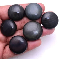 6 Pcs Natural Rainbow Obsidian 25mm-30mm Untreated Round Cabochon Gemstones Lot