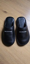 BALENCIAGA Men's Black Leather Soft Mule Slippers Size 41, New ,Without Box