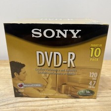 Sony DVD-R 10 Pack Recordable Blank Discs 4.7 GB 120 Min 1-16x - Sealed