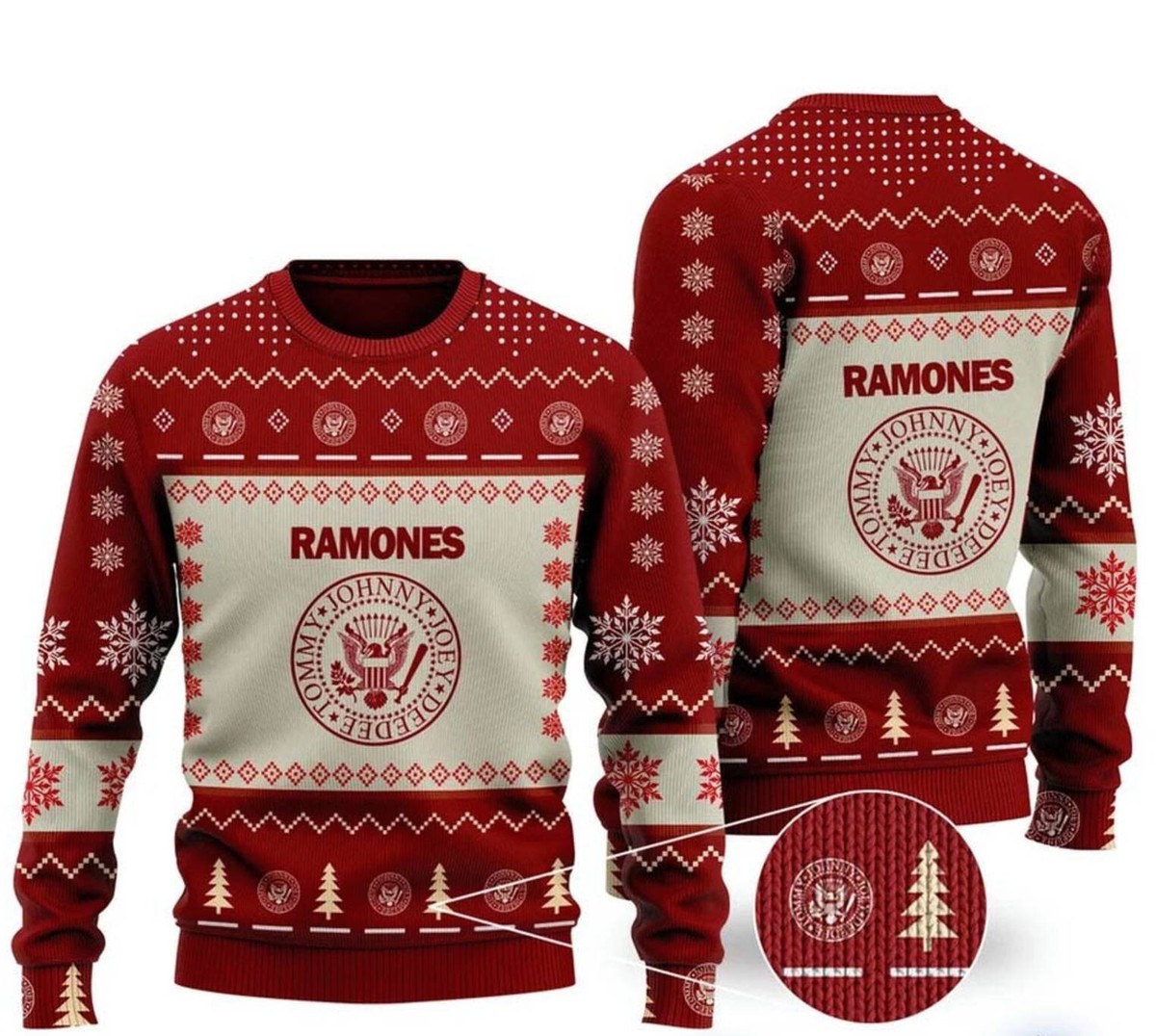 Ramones Music Band Logo Fan Gifts Ugly Christmas Sweater, Size Xs-5Xl
