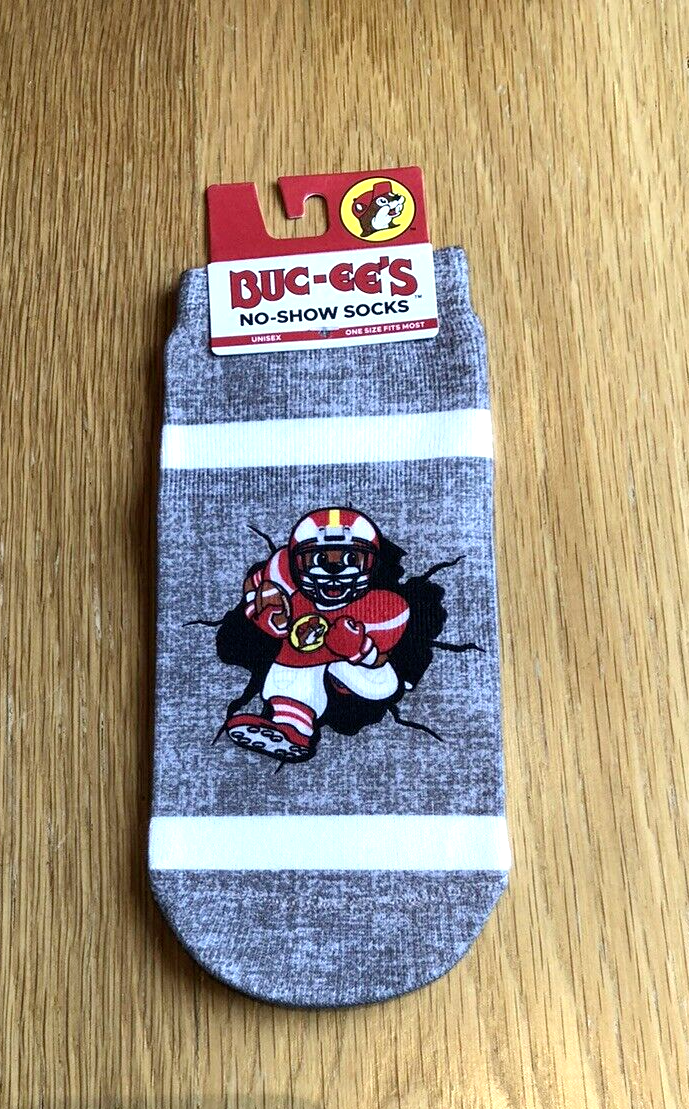 Buc-ee’s Football No Show Socks - Unisex - Grey - One Size Fits Most-image