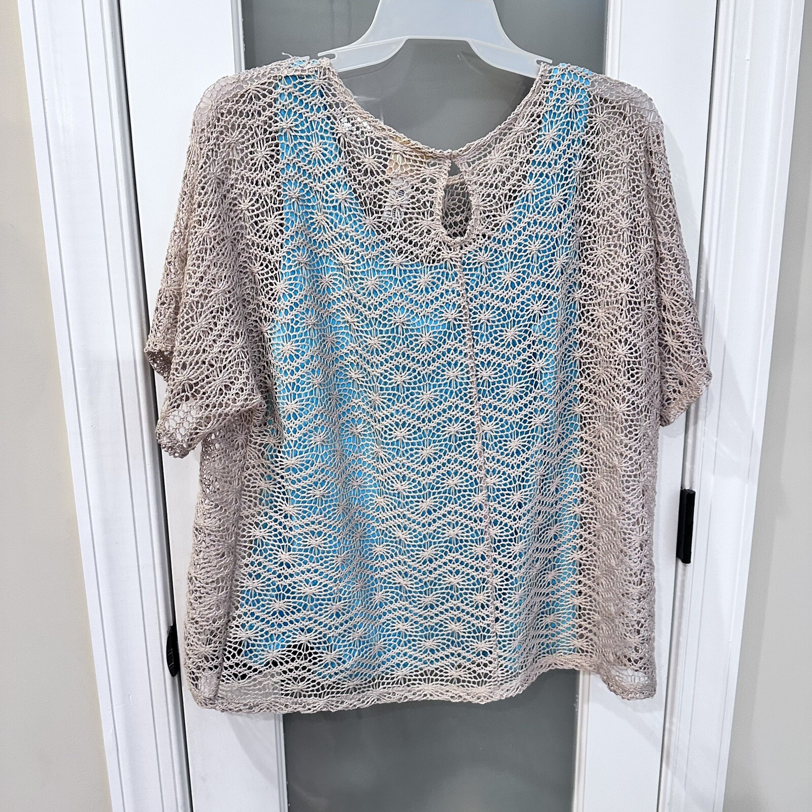 Ruby Rd Size 16W Teal Cami with lace crochet over… - image 2