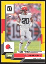 2022 Donruss Press Proof Yellow Greg Newsome II #215 Cleveland Browns