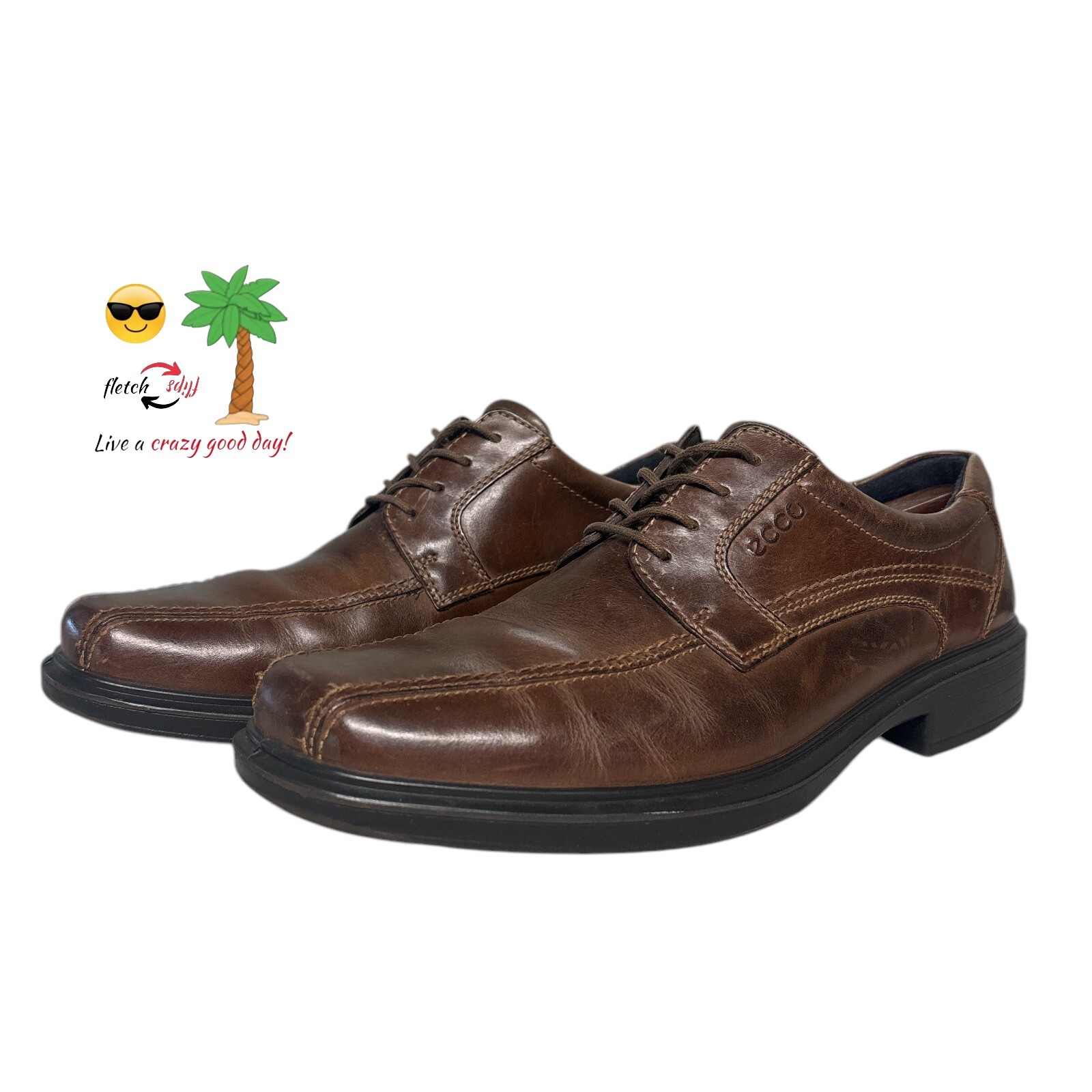 SAOLA Scarpe eleganti derby ECCO uomo Helsinki pelle marrone punta bici euro taglia 43 US 9 9 5