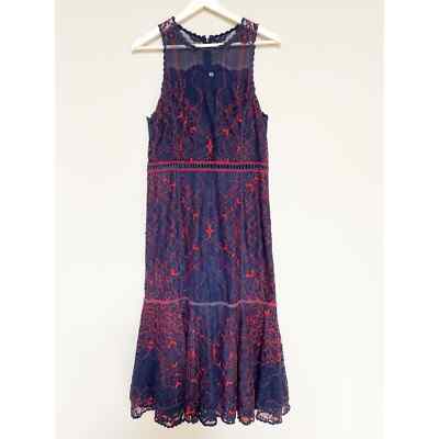 open lace back dress Simkhai // Black & Red Silk Lace Shift Dress – VSP Consignment main image 1