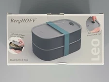 BergHOFF – Leo Thermoplastic Dual Bento Box Lunchbox Set – Grey NEW OPEN BOX