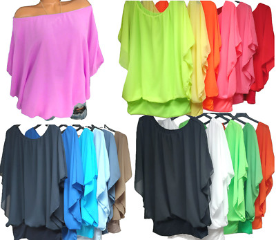 Chiffon Tunika Bluse Shirt  Untertop Übergröße Tuniken 42 44 46  #12