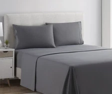 Clara Clark Microfiber 4 pc King Charcoal Grey Sheets  Allergy Free  Premier Set