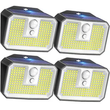 4Pack 168 LED Solar Wall Lights Outdoor PIR Motion Sensor Garden Security Lamp