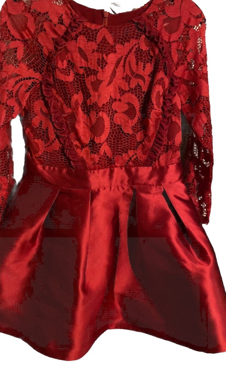 Little Mistress Red Crochet Top Puffball Satin Skirt Mini Occasion Dress  Size10P | eBay UK